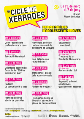 6È Cicle de xerrades per a famílies d'adolescents i joves